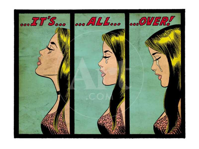Marvel Comics Retro: Love Comic Panel, Crying, It's All Over! (aged) - Premium Poster