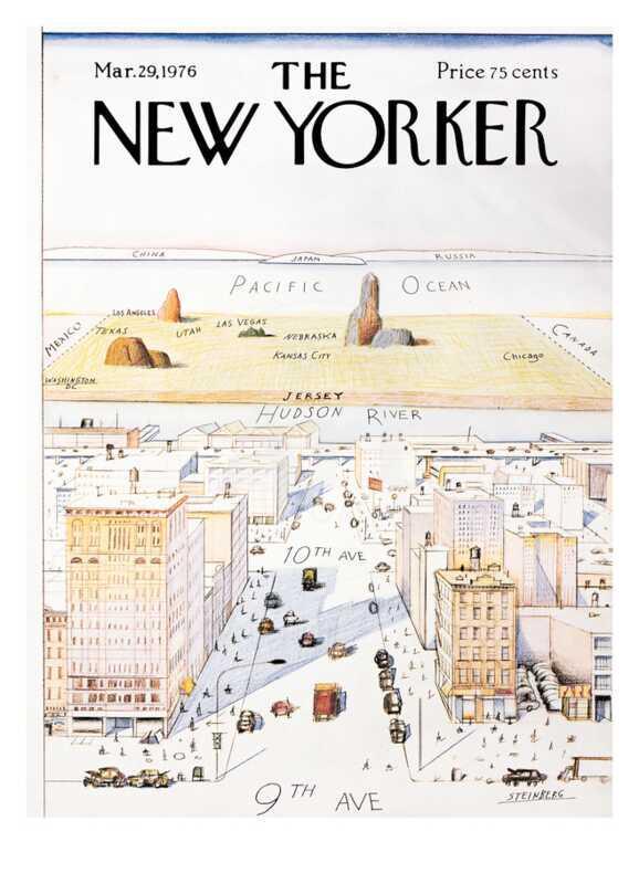 The New Yorker Cover, View of the World from 9th Avenue - March 29, 1976