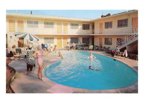 Apartment Complex Pool, Retro Premium Poster