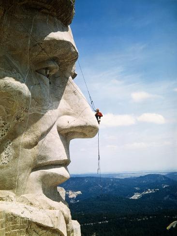 Mount Rushmore Repairman Working on Linco