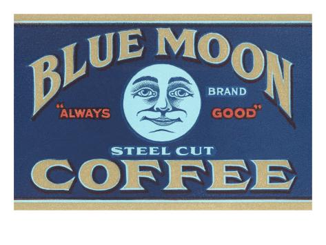 Blue Moon Coffee Shop on Blue Moon Coffee Label Giclee Print At Art Com