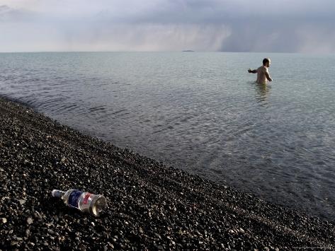 man in lake