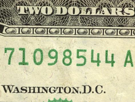 Plate Serial Number Dollar Bill