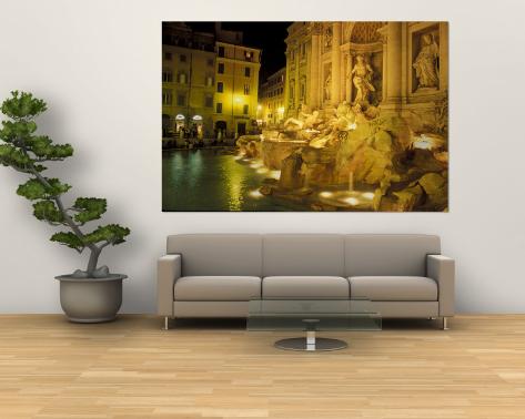 Christian Wall  on Fountain At Night  Rome  Italy Wall Mural By Connie Ricca At Art Com
