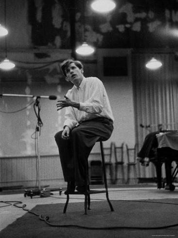 Canadian Pianist Glenn Gould Listens in Columbia Recording Studio Decides to Record Section Again Premium Photographic Print