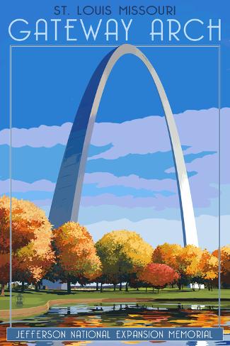 St. Louis, Missouri - Gateway Arch in Fall Art Print by Lantern Press at 0