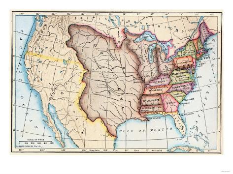 Map of the U.S. in 1803, Showing the Louisiana Purchase Giclee Print at www.paulmartinsmith.com