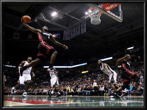Miami Heat Lebron James on Miami Heat V Milwaukee Bucks Lebron James Lamina Framed Art Print At