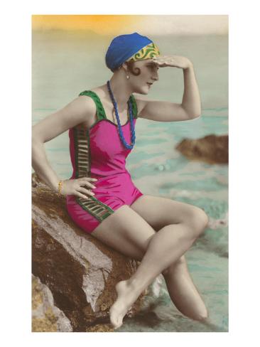  Fashioned Bathing Suits on Old Fashioned Woman In Bathing Suit Premium Poster At Art Com