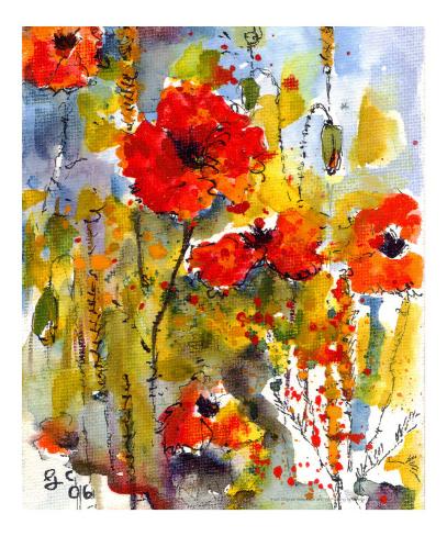 Poppies Blue Sky