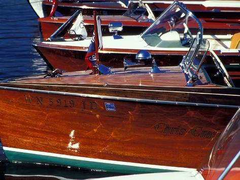 Vintage Wood Boats, Lake Union, Seattle, Washington, USA Art on 
