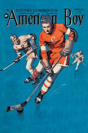 Field Hockey Boy Watercolor Poster