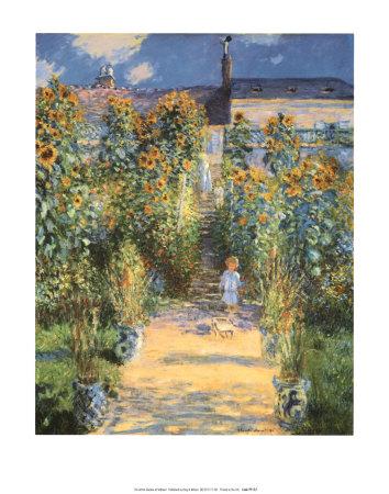 Monet’s Flower Garden by Zhen-Huan Lu Art Print Floral Landscape Poster 18x24