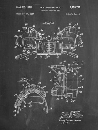 PP504 Chalkboard Vintage Football Shoulder Pads Patent Poster Giclee