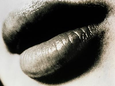 Painted lips on black background Canvas Print for Sale by