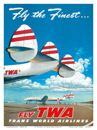 Vintage Pictorial Map Trans World Airlines TWA Zodiac Mythology Wall Art Poster