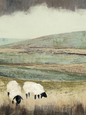 collie and lamb in snow painting