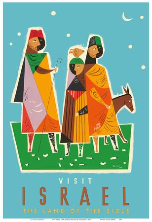 Tel Aviv Israel 1951 Swiss Airline Vintage Poster Print Retro Style Art