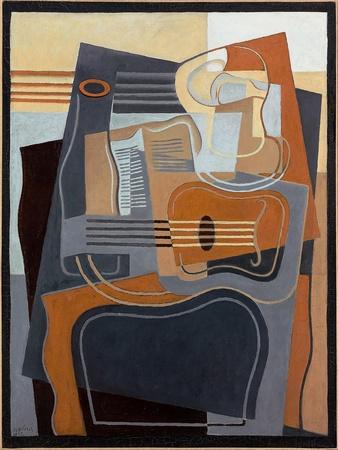 Guitare livre et journal 1920 January oil canvas available as Framed  Prints, Photos, Wall Art and Photo Gifts
