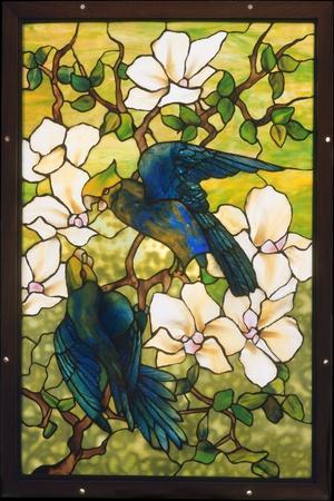 Hibiscus and Parrots Glass Art by Louis Comfort Tiffany - Fine Art