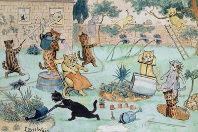 Louis Wain Poster - Kittens In The Kitchen - Louis Wain Cat Print