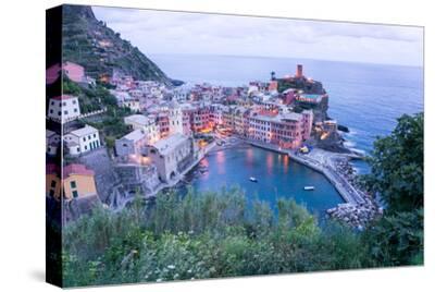 Italy from the Watchtower Canvas-Cinque Terre Village of Vernazza 12/" x 18/"
