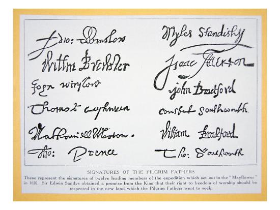 Signatures of the Pilgrim Fathers on the 'Mayflower ...
