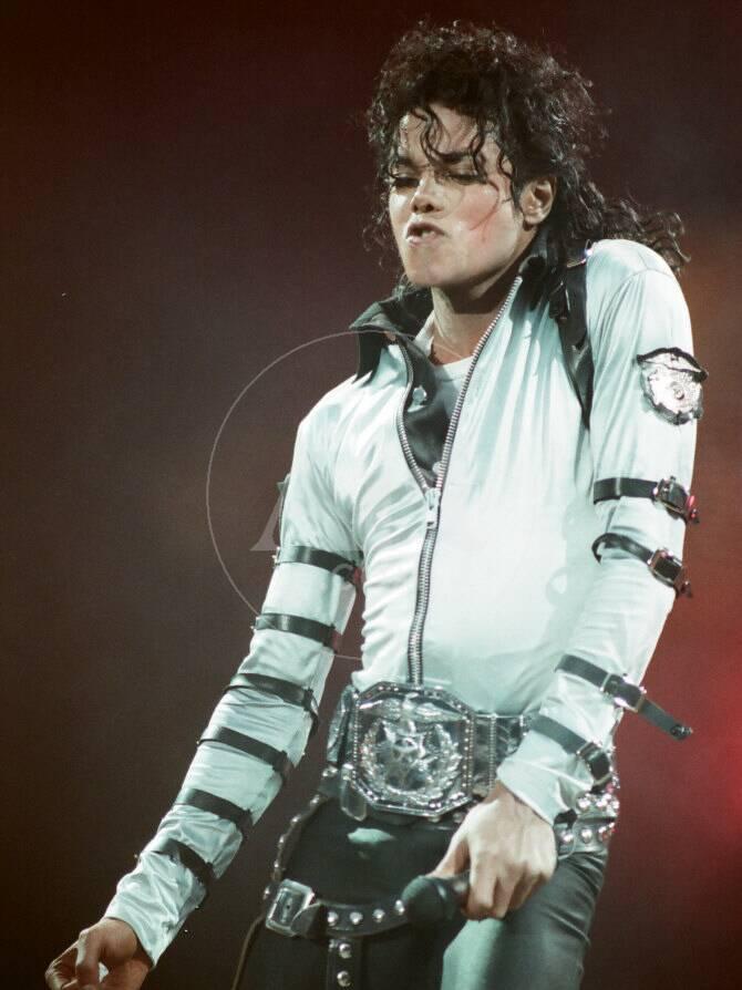 Michael Jackson Performing on Stage at Wembley During the Michael Jackson Performing on Stage at Wembley During the