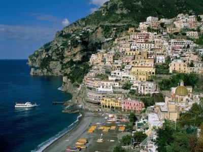 Italy Coast Town Boats Sea Canvas Poster Wall Art Print Picture Framed AP007