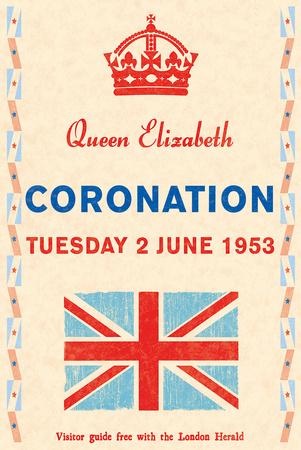 16x24 Visit London during Coronation 1953 Vintage Style Travel Poster