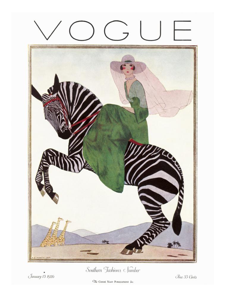 Vogue Cover - January 1926 - Zebra Safari