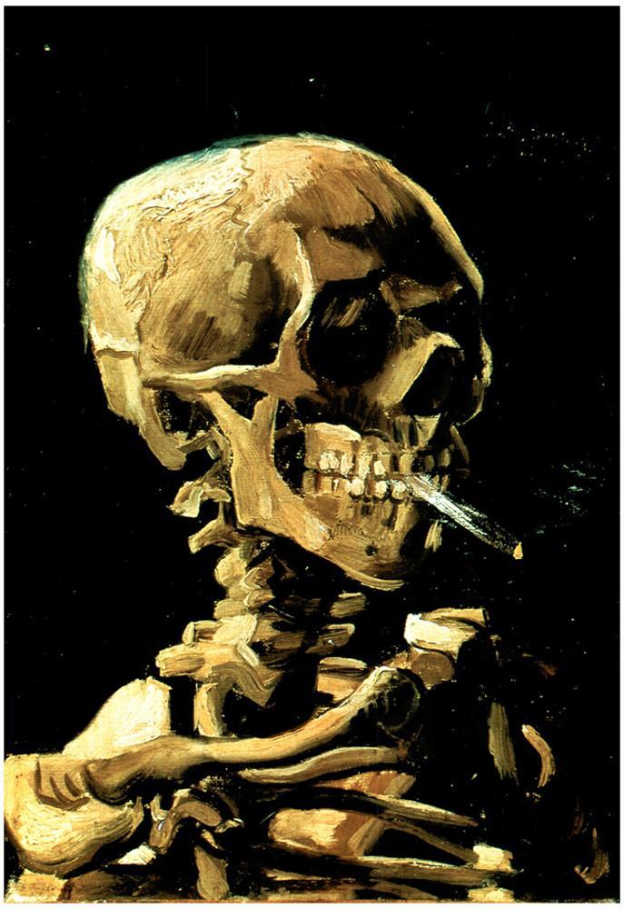 Image of Vincent Van Gogh Skull with Cigarette Art Print Poster