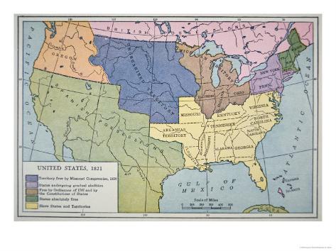 Map of the United States of America - Map Of The United States Of America Depicting The Slave States And Free States 1821 I G 29 2943 2VKRD00Z