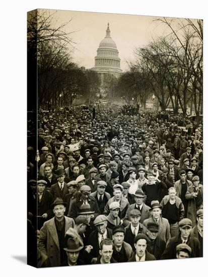 10,000 Unemployed Hunger Marchers to the Jammed the Streets Near the Capitol on Jan 7, 1932-null-Stretched Canvas