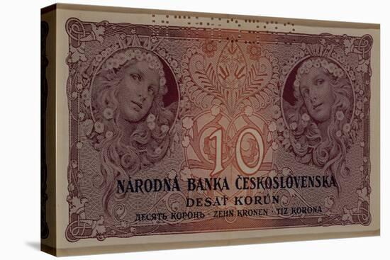 10 Crown Banknote of the Republic of Czechoslovakia, 1920-Alphonse Mucha-Premier Image Canvas