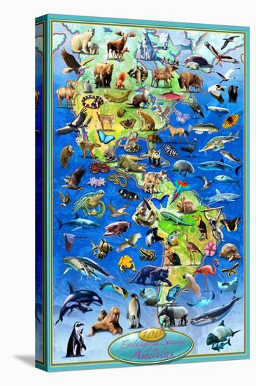 100 Endangered Species-Adrian Chesterman-Stretched Canvas
