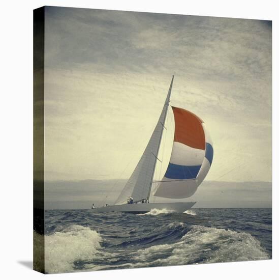 12-m. Yacht Nefertiti, Designed by Ted Hood, Sailing Through Waves at Pre America's Cup Test Run-George Silk-Premier Image Canvas