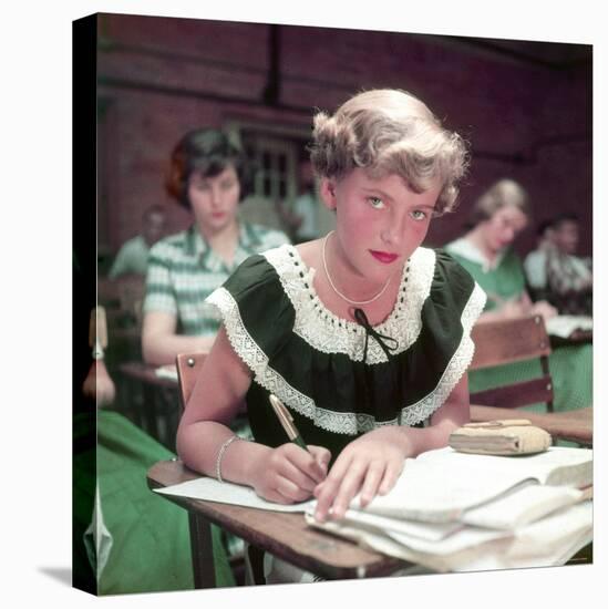 15 Year Old High School Student Rue Lawrence in Class at New Trier High School Outside Chicago-Alfred Eisenstaedt-Premier Image Canvas