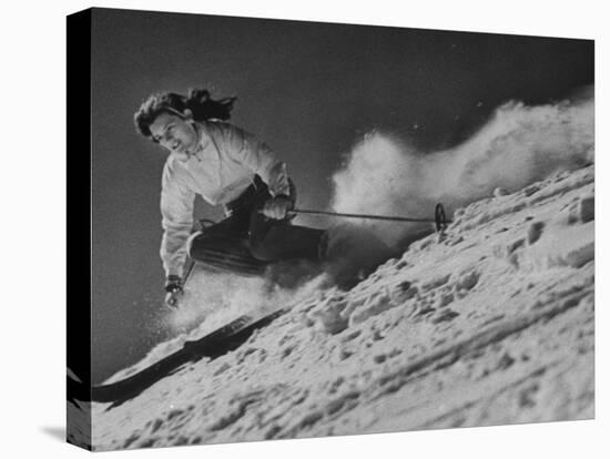 15-Year Old Skiing Prodigy Andrea Mead Lawrence Practicing for Winter Olympics-null-Premier Image Canvas