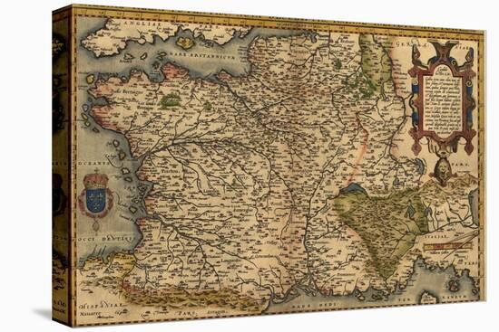 1570 Map of France. from Abraham Ortelius, Theatrvm Orbis Terrarvm-null-Stretched Canvas
