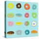 16 Donuts on Aqua-Jan Weiss-Stretched Canvas