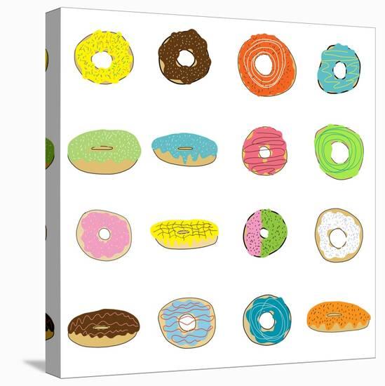 16 Donuts on White-Jan Weiss-Stretched Canvas