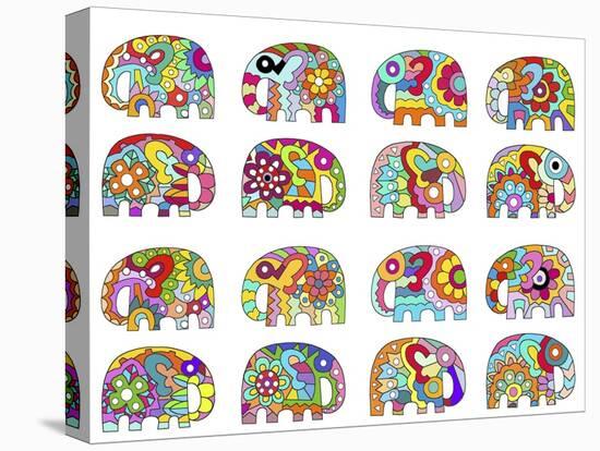 16 Elephants Pattern-Miguel Balbás-Premier Image Canvas