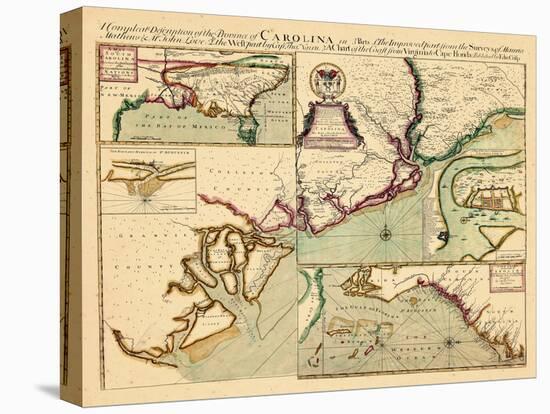 1711, Carolina, A complete description of the province of Carolina in 3 parts, North Carolina-null-Premier Image Canvas