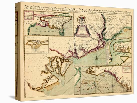 1711, Carolina A complete description of the province of Carolina in 3 parts, South Carolina-null-Premier Image Canvas