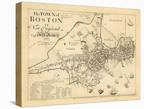 1722, Boston Captain John Bonner Survey Reprinted 1867, Massachusetts, United States-null-Premier Image Canvas