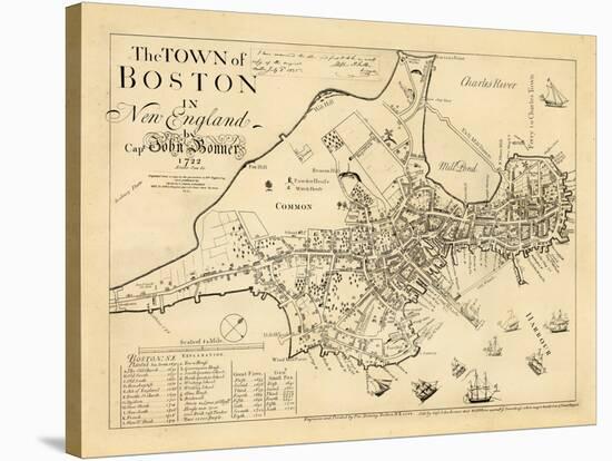 1722, Boston Captain John Bonner Survey Reprinted 1867, Massachusetts, United States-null-Premier Image Canvas