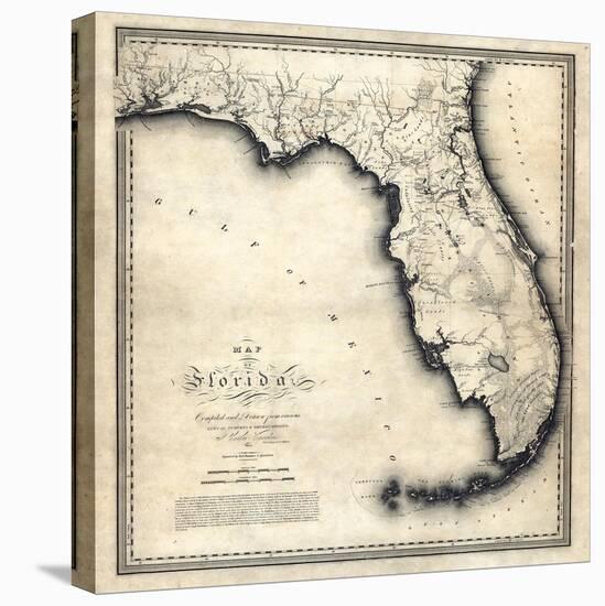 1823, Florida State Map, Florida, United States-null-Premier Image Canvas