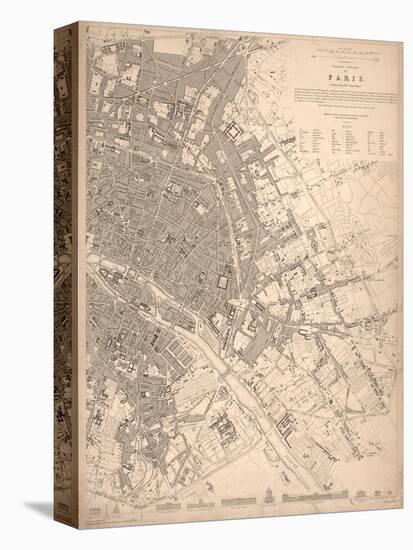 1833 Paris Map-N. Harbick-Stretched Canvas