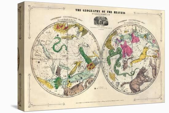 1835, Circumpolar Map Composite, Constellations-null-Premier Image Canvas